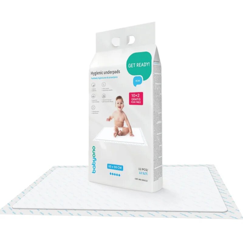 BabyOno Get Ready Hygienic Underpads jednorázové přebalovací podložky 60x90 cm 12 ks