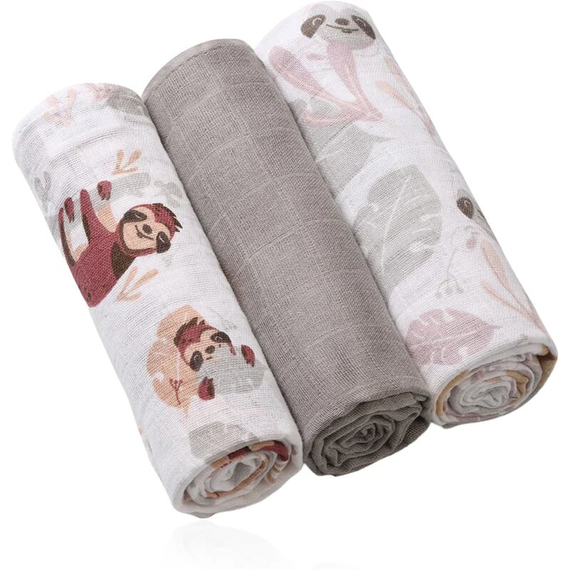 BabyOno Muslin Diapers Super Soft látkové pleny Grey 70x70 cm 3 ks