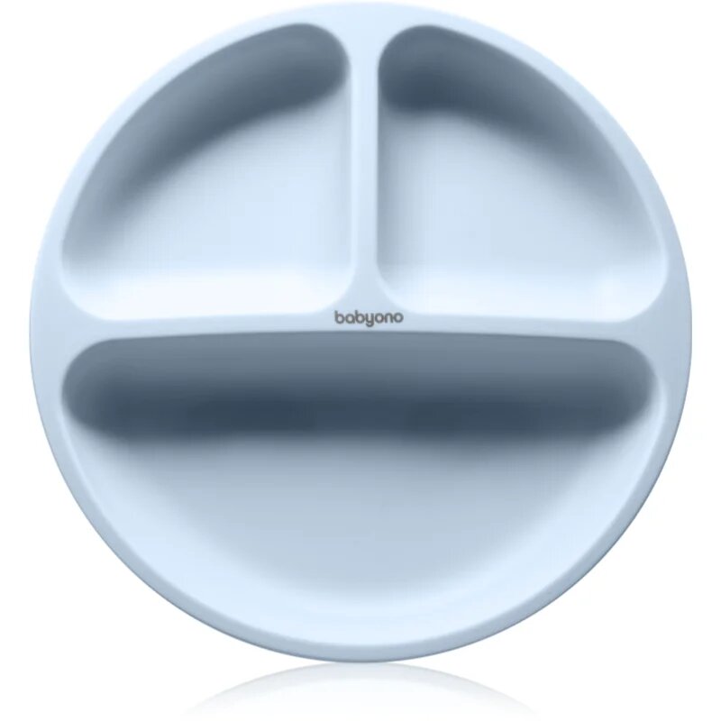 BabyOno Siilicone Plate 6m+ dělený talíř s přísavkou Blue 1 ks