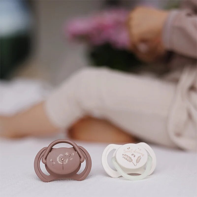 BabyOno Take Care Symmetrical Silicone Soothers dudlík Day & Night 18m+ 2 ks