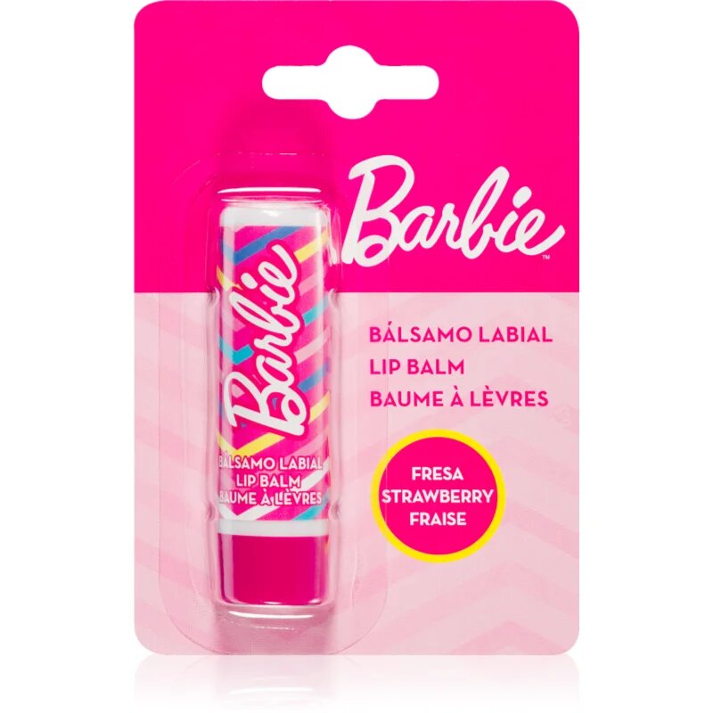 Barbie Lip Balm Strawberry balzám na rty s jahodovou příchutí pro děti 4 g