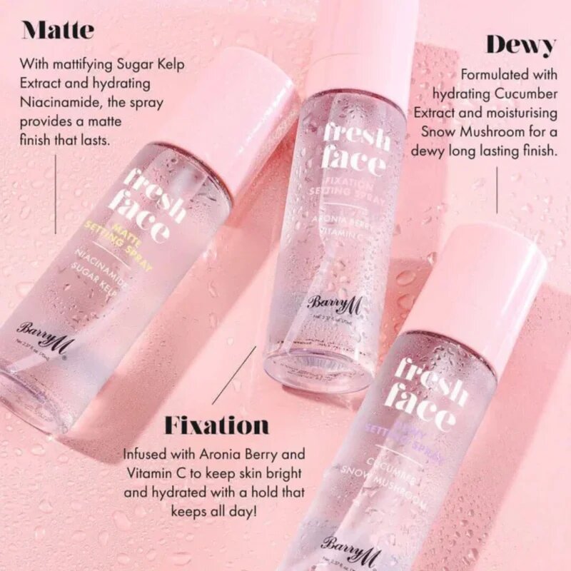 Barry M Fresh Face fixační sprej pro svěží vzhled Cucumber & Snow Mushroom 70 ml