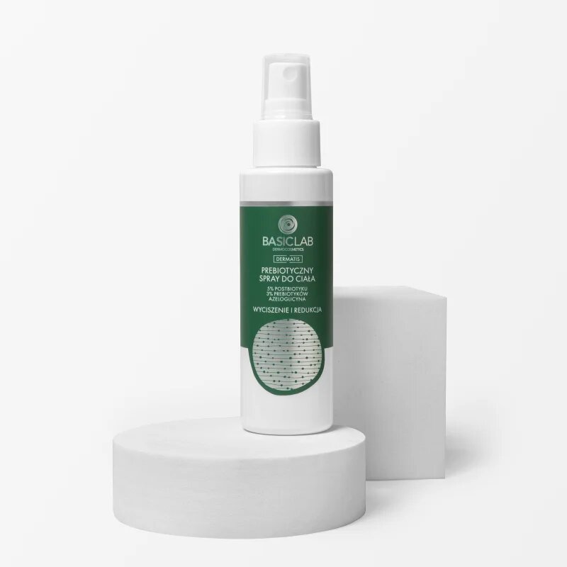 BasicLab Dermocosmetics Dermatis prebiotický hydratační fluid pro zmírnění citlivosti pleti ve spreji na obličej a tělo 100 ml