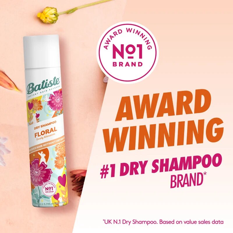 Batiste Floral Lively Blossoms suchý šampon pro všechny typy vlasů 200 ml