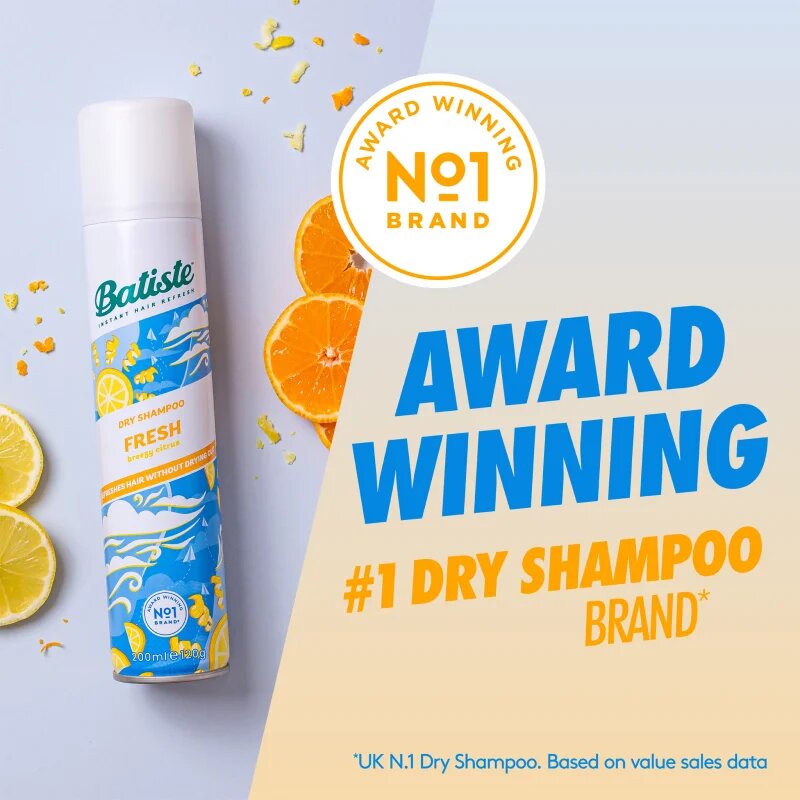 Batiste Fresh Breezy Citrus suchý šampon pro všechny typy vlasů mix barev 200 ml