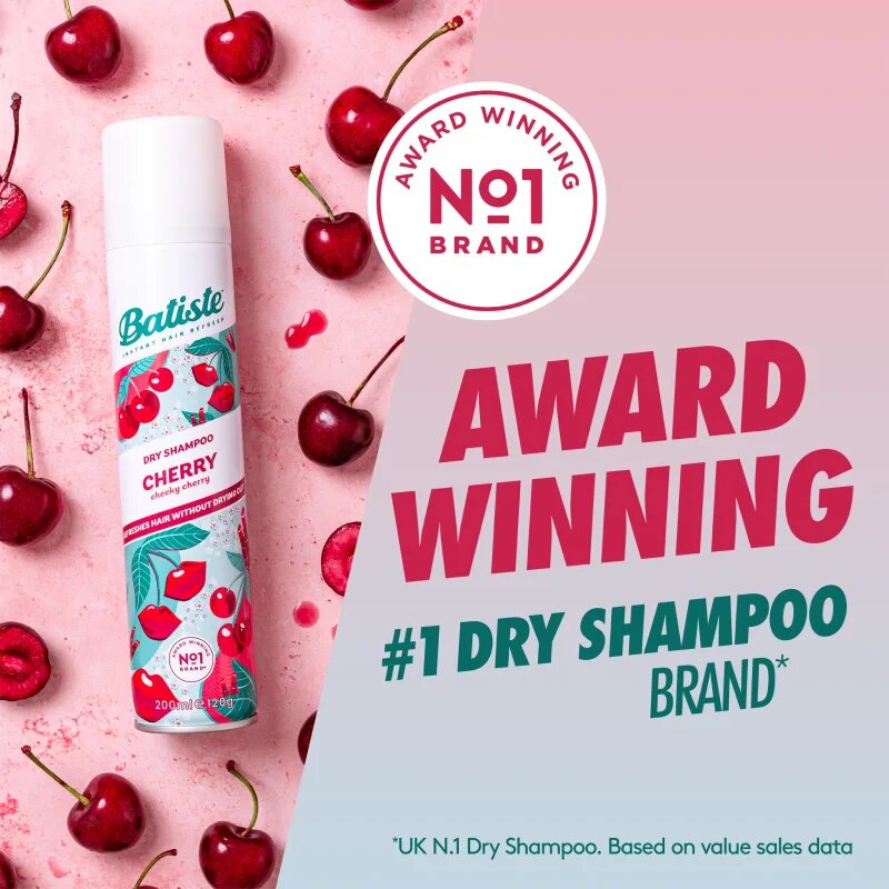 Batiste Fruity & Cheeky Cherry suchý šampon pro objem a lesk 200 ml