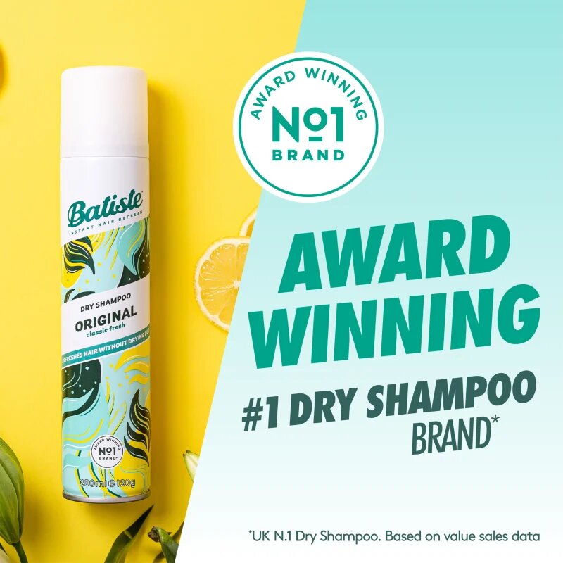 Batiste Original suchý šampon pro absorpci přebytečného mazu a pro osvěžení vlasů 200 ml