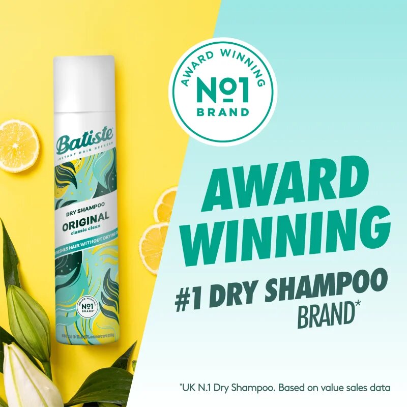 Batiste Original suchý šampon pro absorpci přebytečného mazu a pro osvěžení vlasů 350 ml