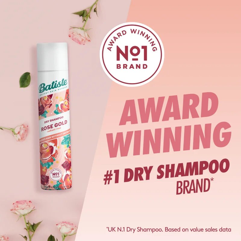 Batiste Rose Gold suchý šampon pro absorpci přebytečného mazu a pro osvěžení vlasů 200 ml