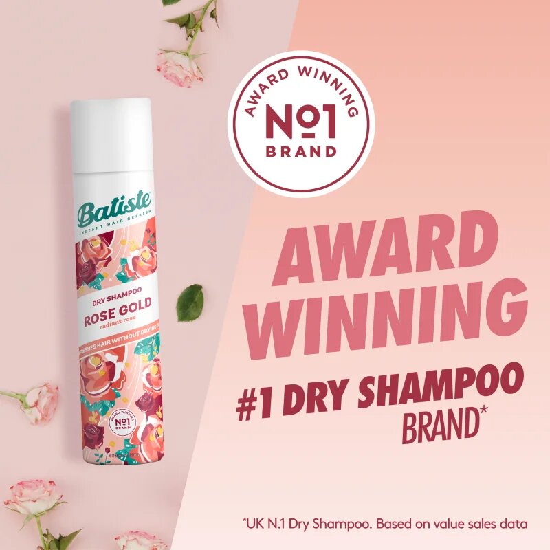 Batiste Rose Gold suchý šampon pro zvětšení objemu vlasů 350 ml