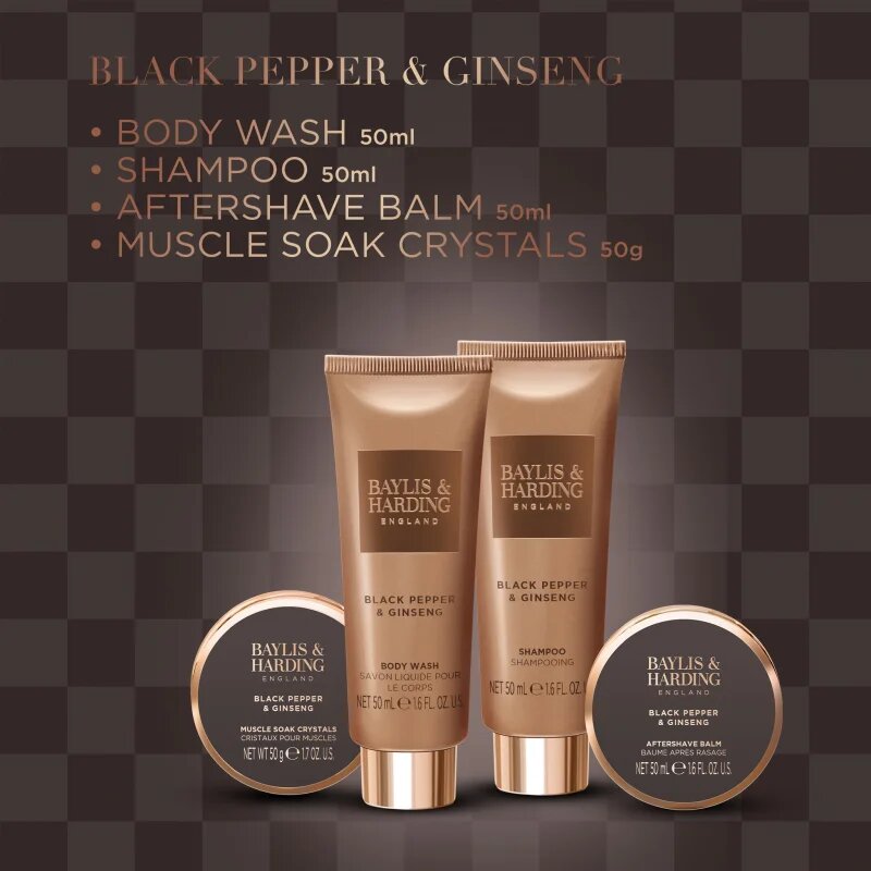 Baylis & Harding Black Pepper & Ginseng dárková sada plechový box pro muže