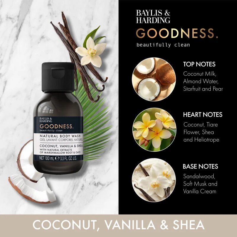 Baylis & Harding Goodness Coconut Vanilla & Shea přírodní sprchový gel 100 ml