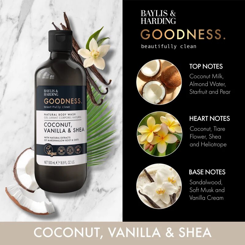 Baylis & Harding Goodness Coconut Vanilla & Shea přírodní sprchový gel 500 ml