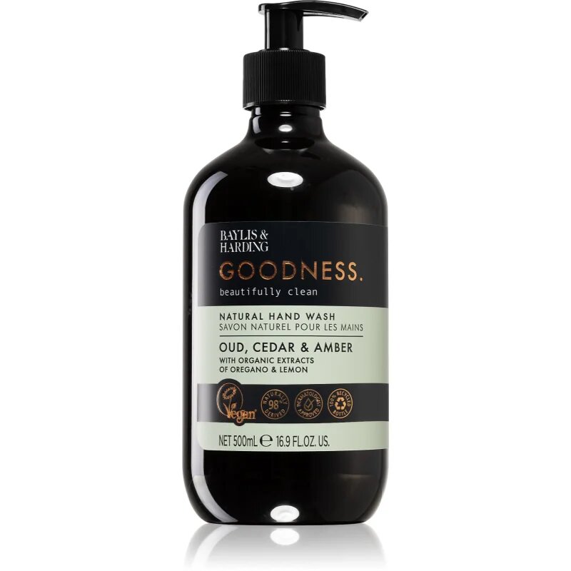 Baylis & Harding Goodness Oud Cedar & Amber přírodní tekuté mýdlo na ruce 500 ml
