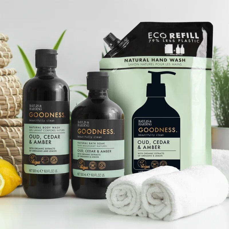 Baylis & Harding Goodness Oud Cedar & Amber přírodní tekuté mýdlo na ruce 500 ml