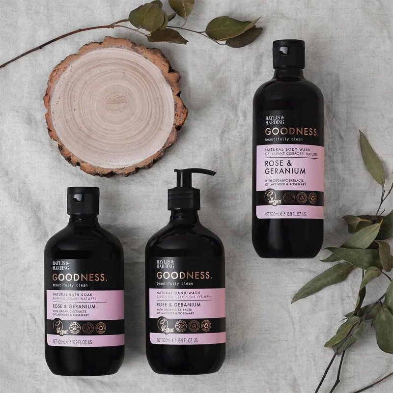 Baylis & Harding Goodness Rose & Geranium sprchový gel s vůní květin 500 ml