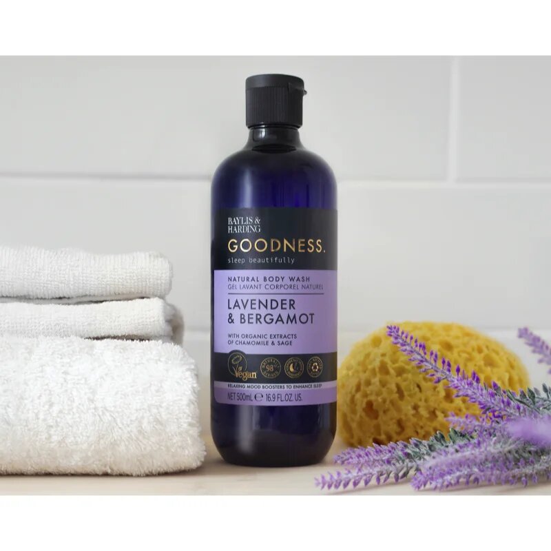 Baylis & Harding Goodness Sleep Beautifully antistresový sprchový gel pro klidný spánek Lavender & Bergamot 500 ml