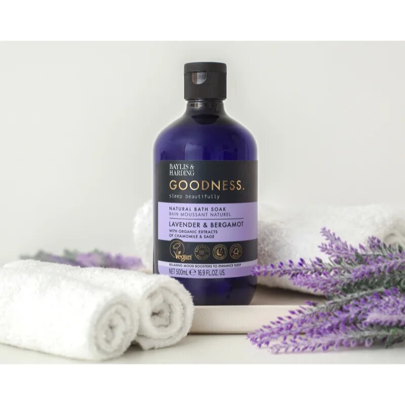 Baylis & Harding Goodness Sleep Beautifully pěna do koupele pro klidný spánek Lavender & Bergamot 500 ml