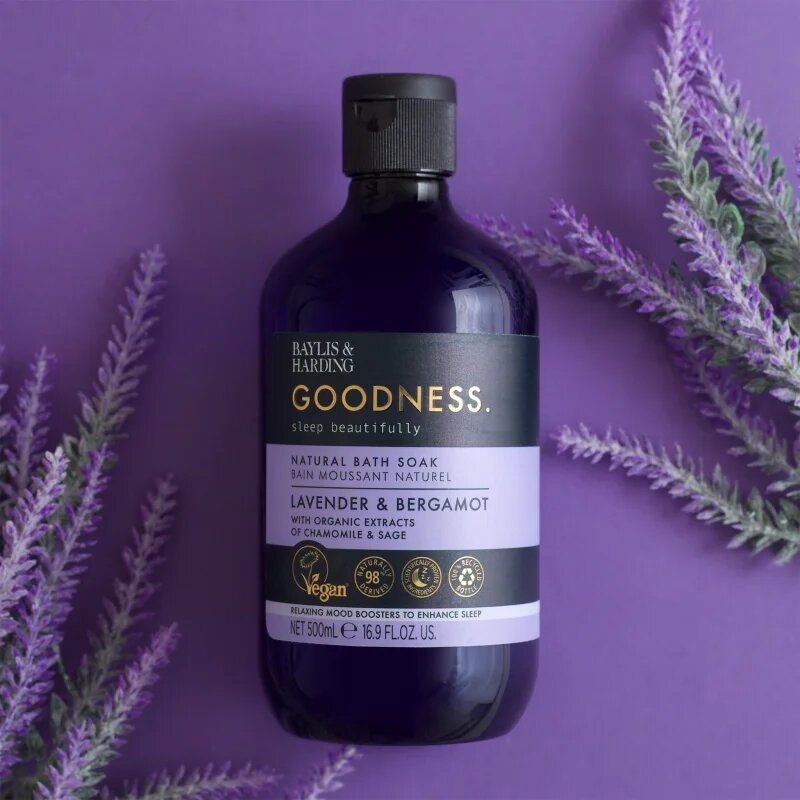 Baylis & Harding Goodness Sleep Beautifully pěna do koupele pro klidný spánek Lavender & Bergamot 500 ml