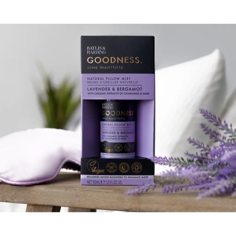 Baylis & Harding Goodness Sleep Beautifully sprej na polštář pro klidný spánek Lavender & Bergamot 100 ml