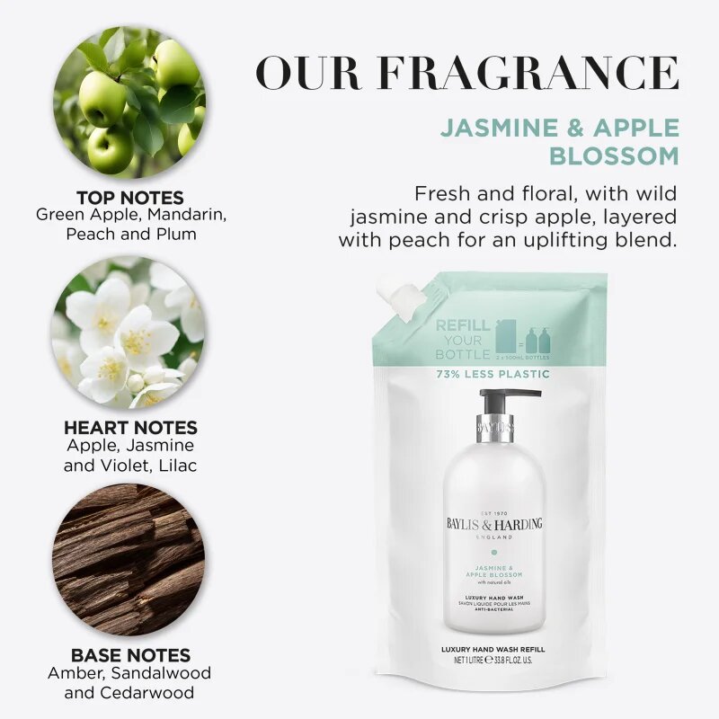 Baylis & Harding Jasmine & Apple Blossom tekuté mýdlo na ruce – náhradní náplň 1000 ml