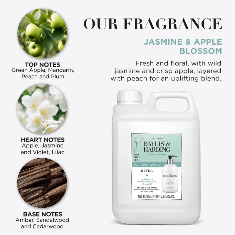 Baylis & Harding Jasmine & Apple Blossom tekuté mýdlo na ruce – náhradní náplň 2000 ml