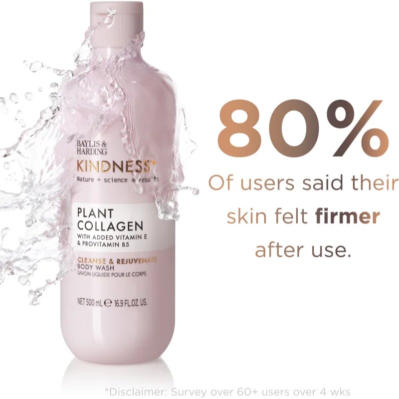 Baylis & Harding Kindness+ Plant Collagen revitalizační sprchový gel vůně Coconut Milk & Rose Water 500 ml