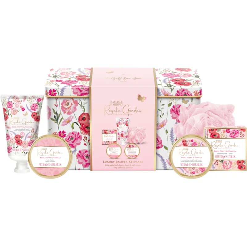 Baylis & Harding Royale Garden Rose Poppy & Vanilla dárková sada plechový box
