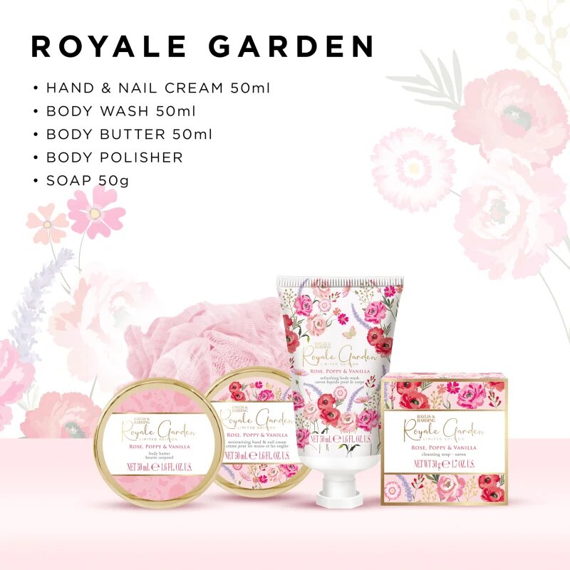 Baylis & Harding Royale Garden Rose Poppy & Vanilla dárková sada plechový box