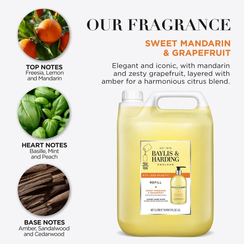 Baylis & Harding Sweet Mandarin & Grapefruit tekuté mýdlo na ruce – náhradní náplň 5000 ml