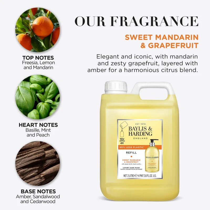 Baylis & Harding Sweet Mandarin & Grapefruit tekuté mýdlo na ruce – náhradní náplň Refill 2000 ml