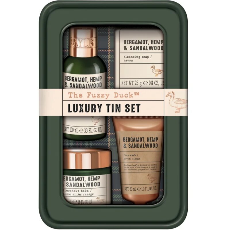 Baylis & Harding The Fuzzy Duck Bergamot Hemp & Sandalwood dárková sada plechový box