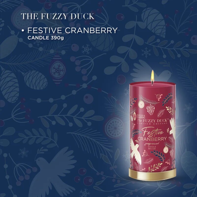 Baylis & Harding The Fuzzy Duck Winter Wonderland vonná svíčka ve skle Cranberry 390 g