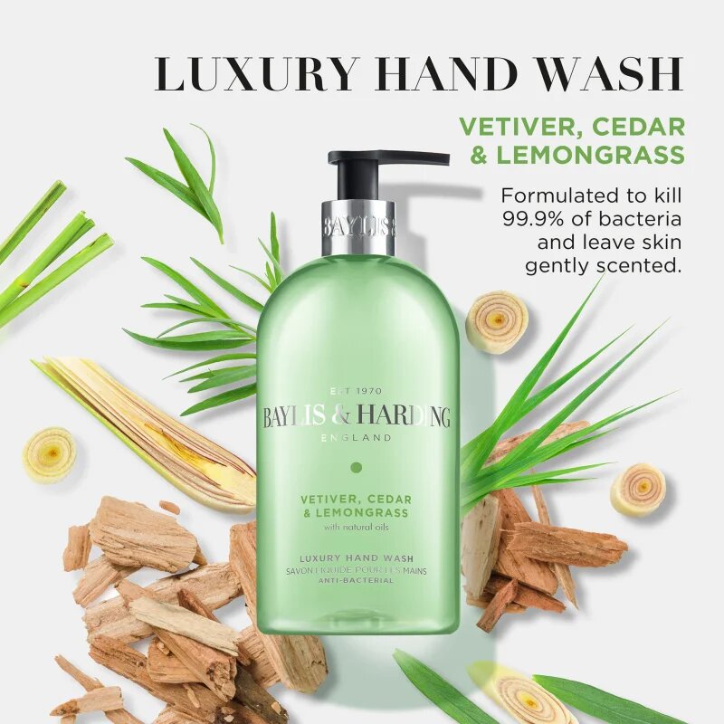 Baylis & Harding Vetiver Cedar & Lemongrass Anti-Bacterial tekuté mýdlo na ruce 500 ml