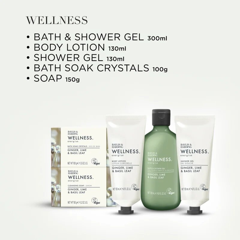 Baylis & Harding Wellness. Energise dárková sada Ginger Lime & Basil Leaf