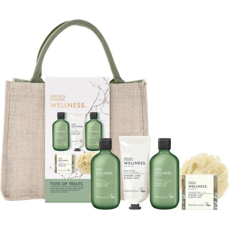 Baylis & Harding Wellness. Energise dárková sada kosmetická taštička Ginger Lime & Basil Leaf