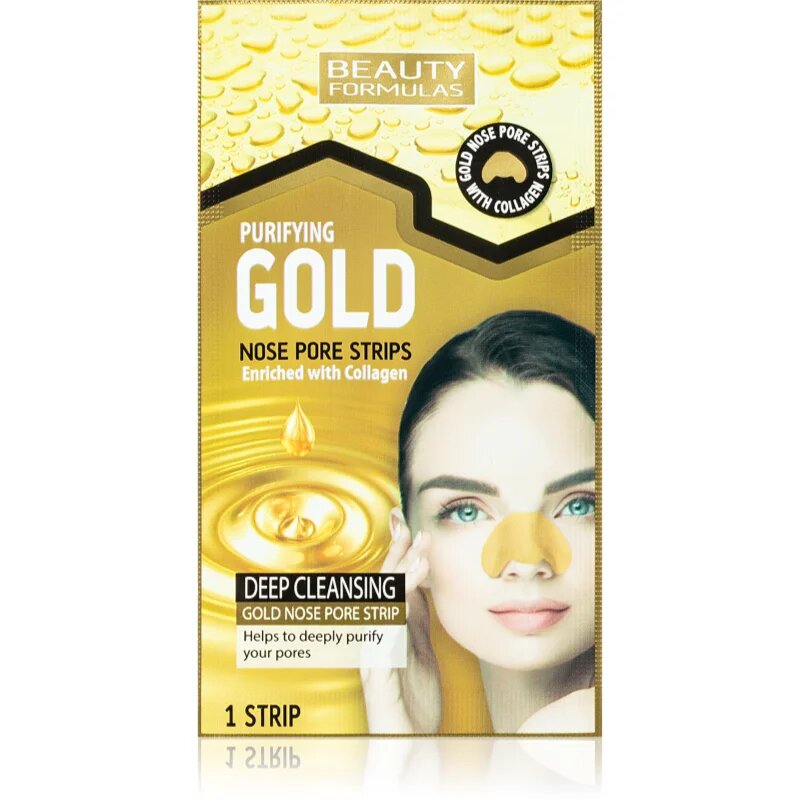 Beauty Formulas Gold čisticí náplast na zanešené póry na nose s kolagenem 6 ks
