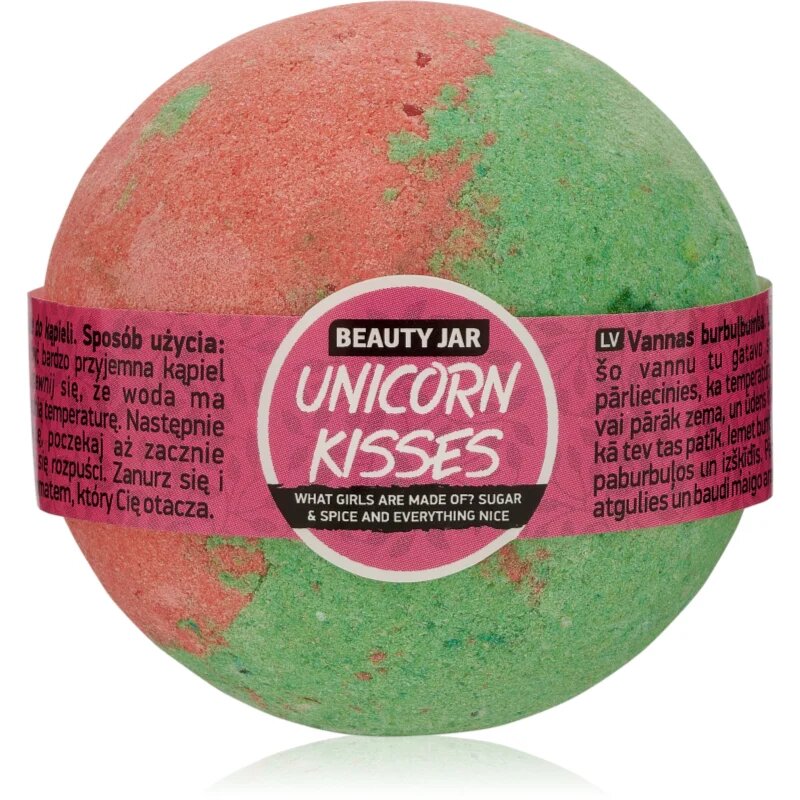 Beauty Jar Unicorn Kisses koupelová bomba s vůní rebarbory a jahod 150 g