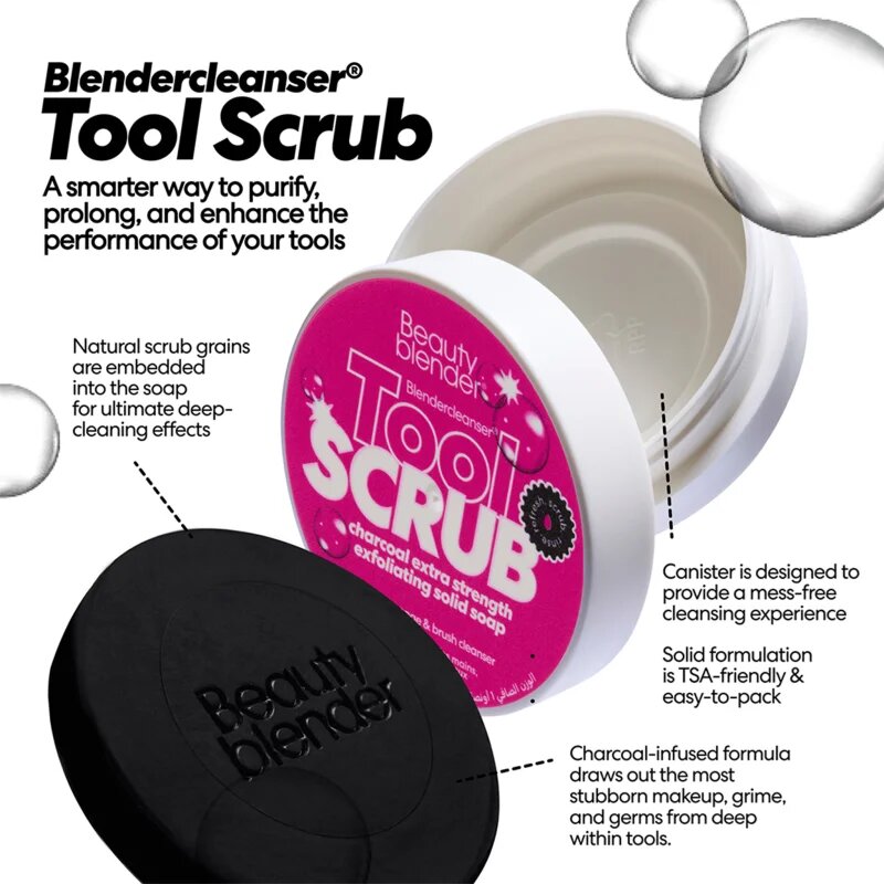 beautyblender® Tool Scrub Charcoal tuhý čistič na make-up houbičky a štětce 28.3 g