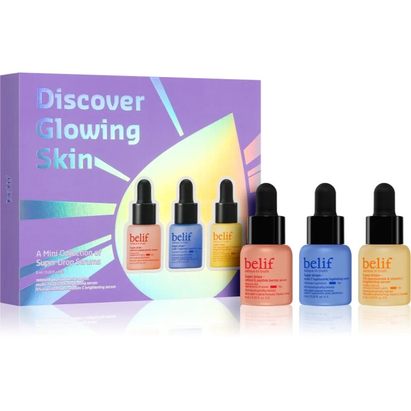 belif Super Drops Discover Glow Skin Kit dárková sada pro dokonalou pleť