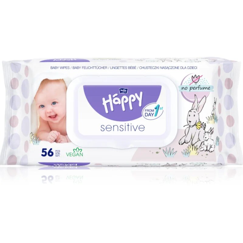 BELLA Baby Happy Sensitive vlhčené čisticí ubrousky pro děti 56 ks