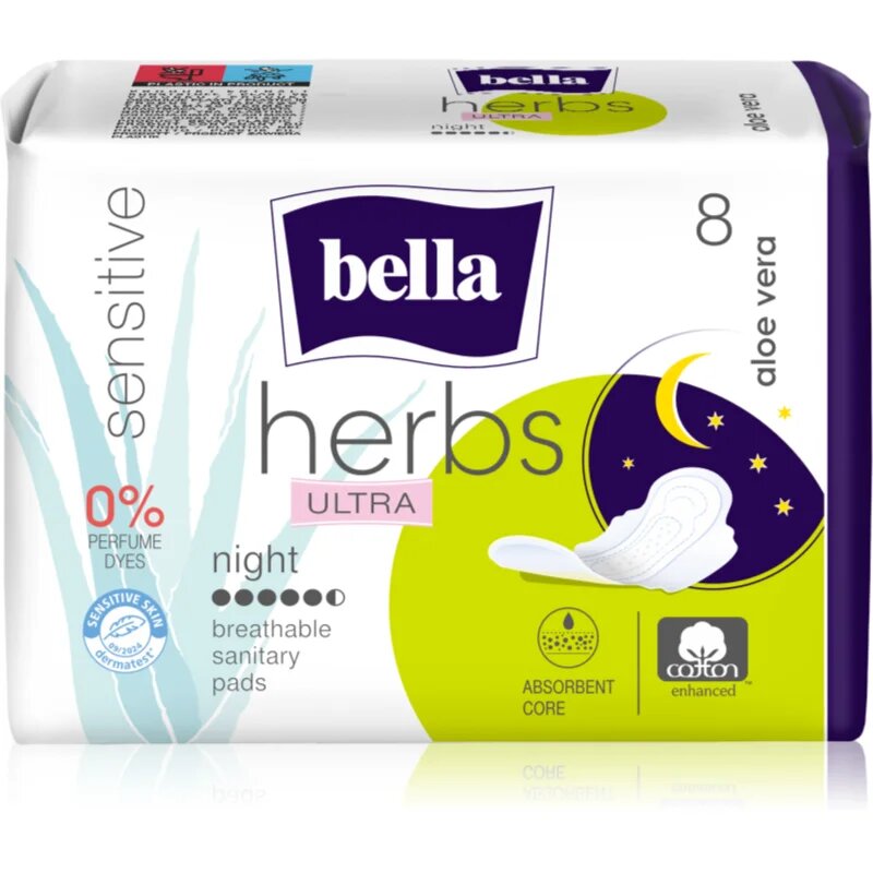 BELLA Herbs Ultra Night menstruační vložky na noc Aloe Vera 8 ks