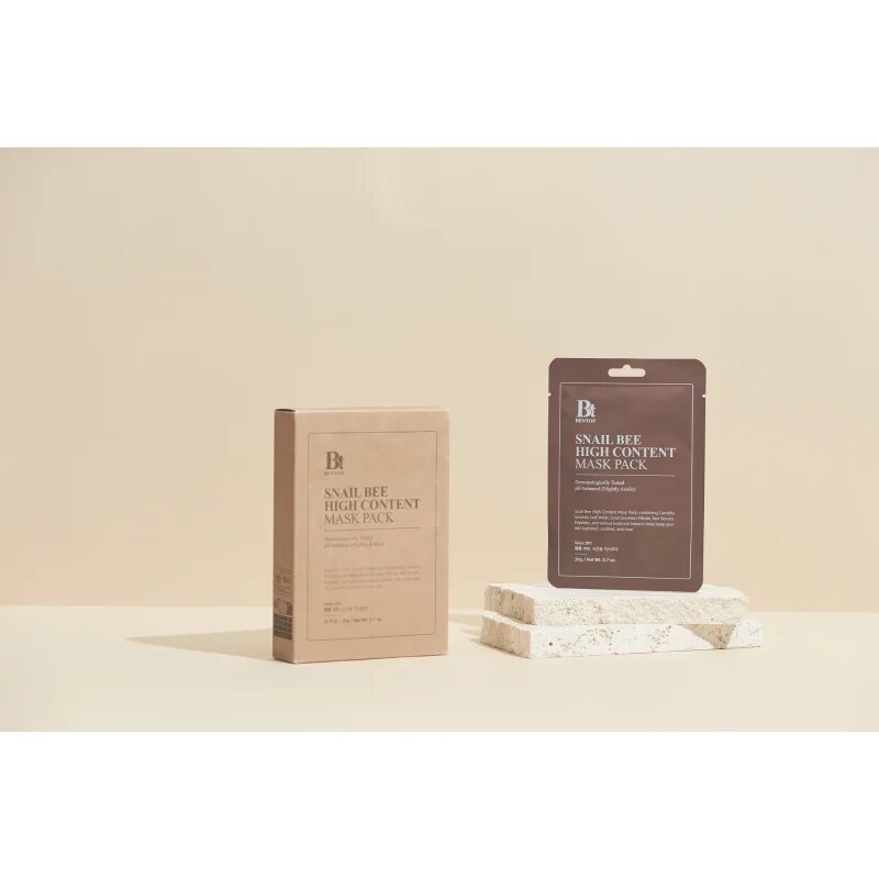 Benton Snail Bee plátýnková maska pro kompletní péči s hlemýždím extraktem 10 × 20 g
