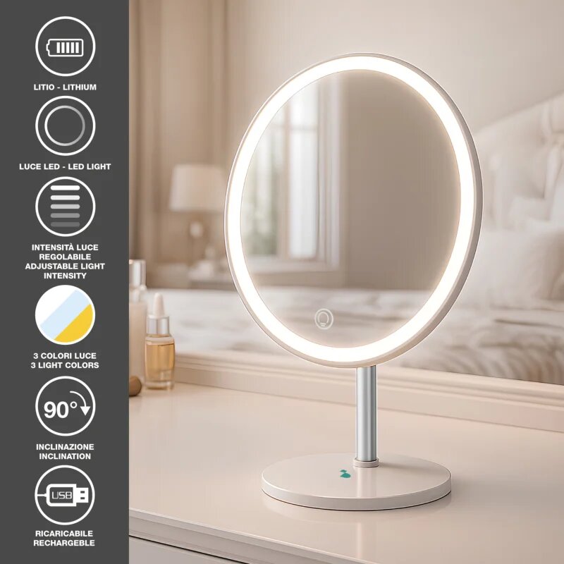 BEPER P302VIS051 kosmetické zrcátko s LED podsvícením 1 ks