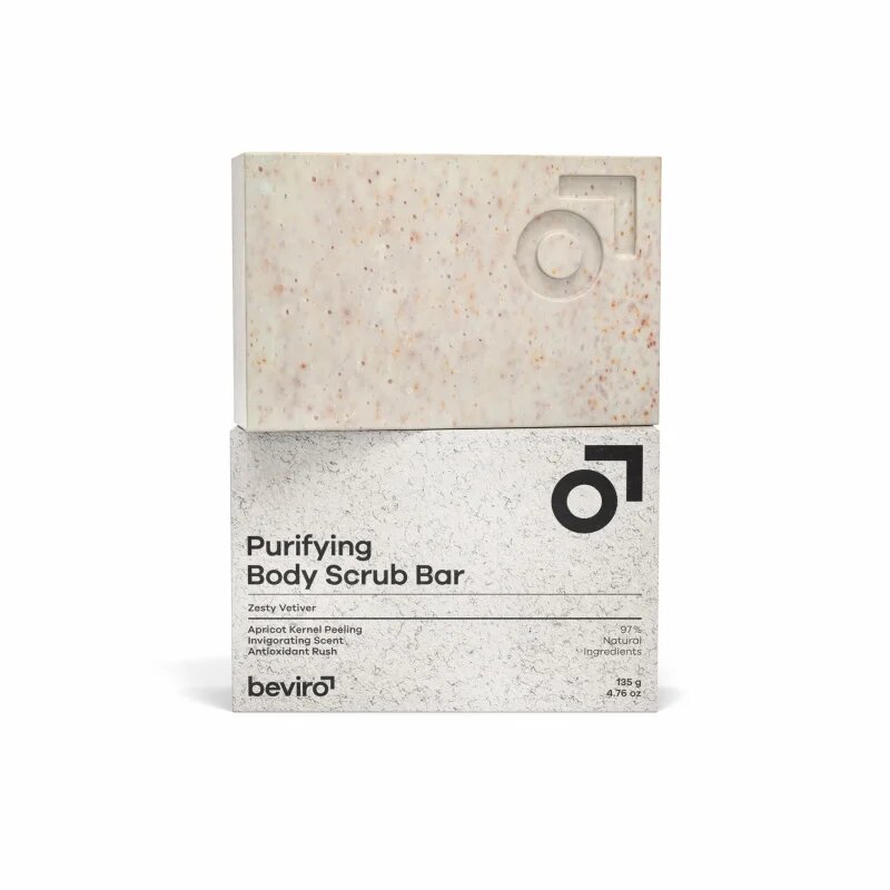 Beviro Purifying Body Scrub Bar Zesty Vetiver tuhé mýdlo s peelingem 135 g
