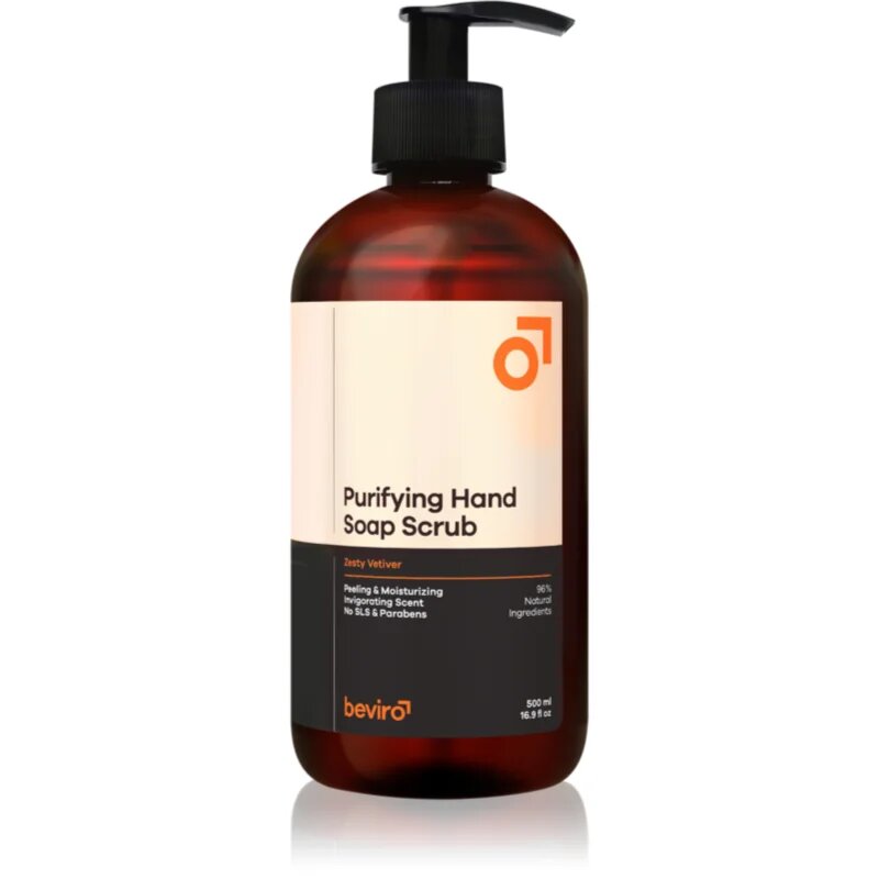 Beviro Purifying Hand Soap Scrub čisticí mýdlo s peelingovým efektem Zesty Vetiver 500 ml