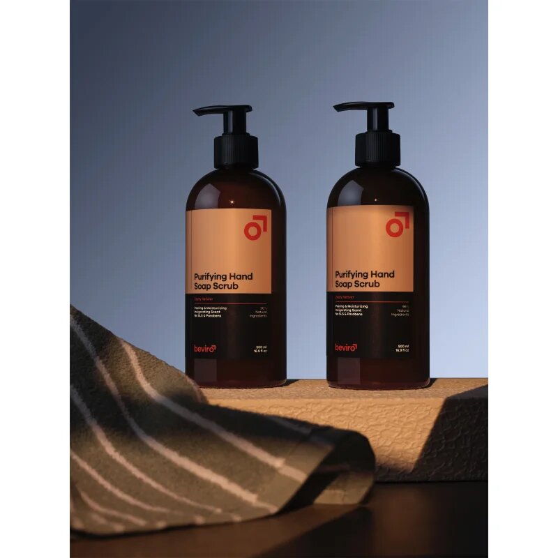 Beviro Purifying Hand Soap Scrub čisticí mýdlo s peelingovým efektem Zesty Vetiver 500 ml