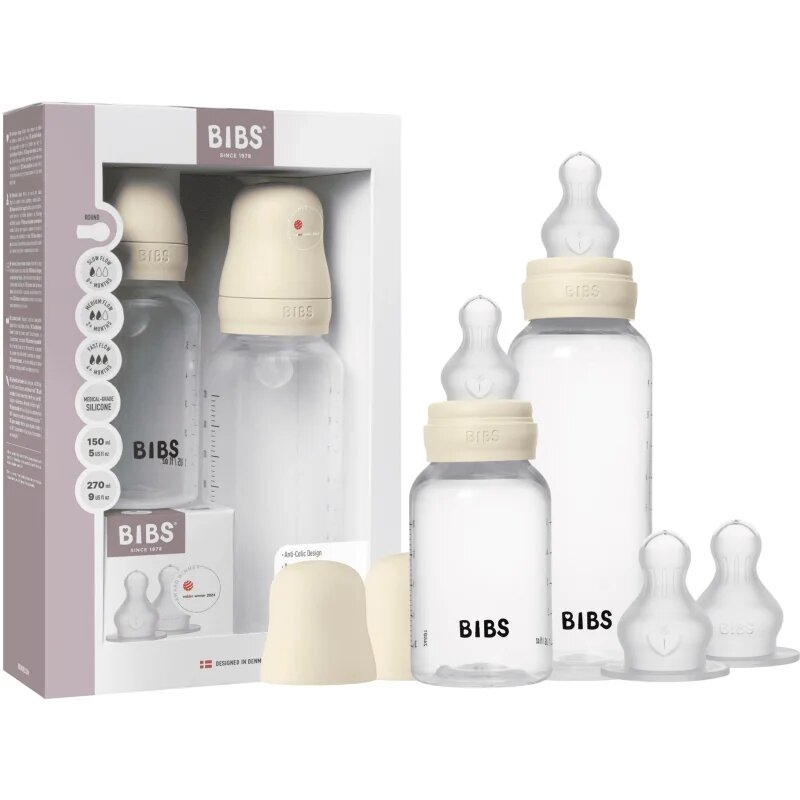 BIBS Anti-Colic Baby Bottle Set antikoliková láhev se silikonovým dudlíkem