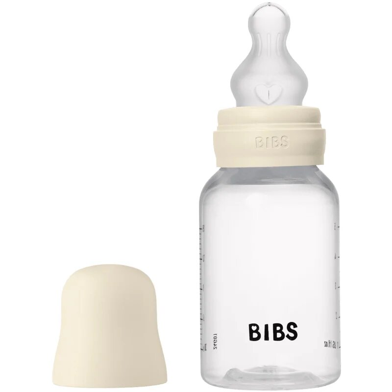 BIBS Anti-Colic Baby Bottle Silicone antikoliková láhev se silikonovým dudlíkem Ivory 1 ks
