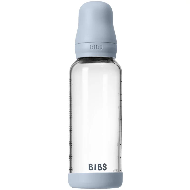 BIBS Baby Glass Bottle Round Latex antikoliková láhev Baby Blue 1 ks